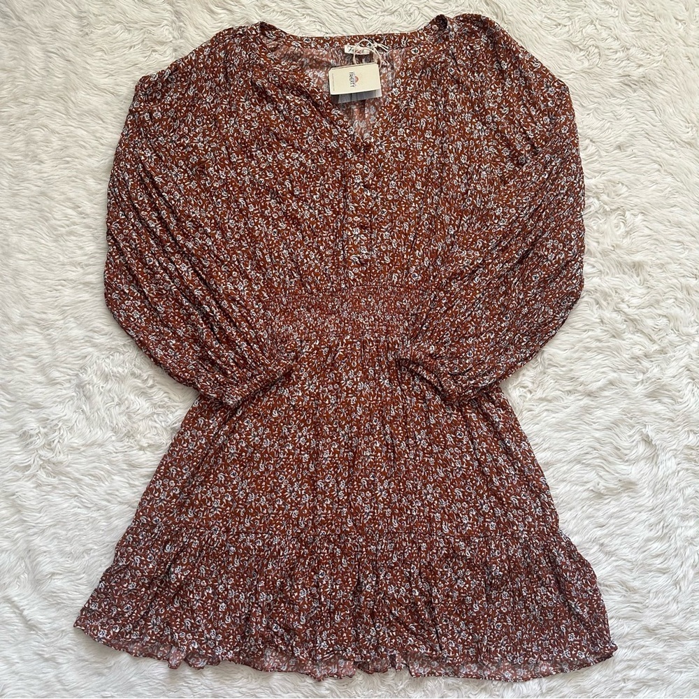 Faherty Dress Montana Swingy Mini Smocked Waist Ennis Floral S NWT New - Picture 2 of 13